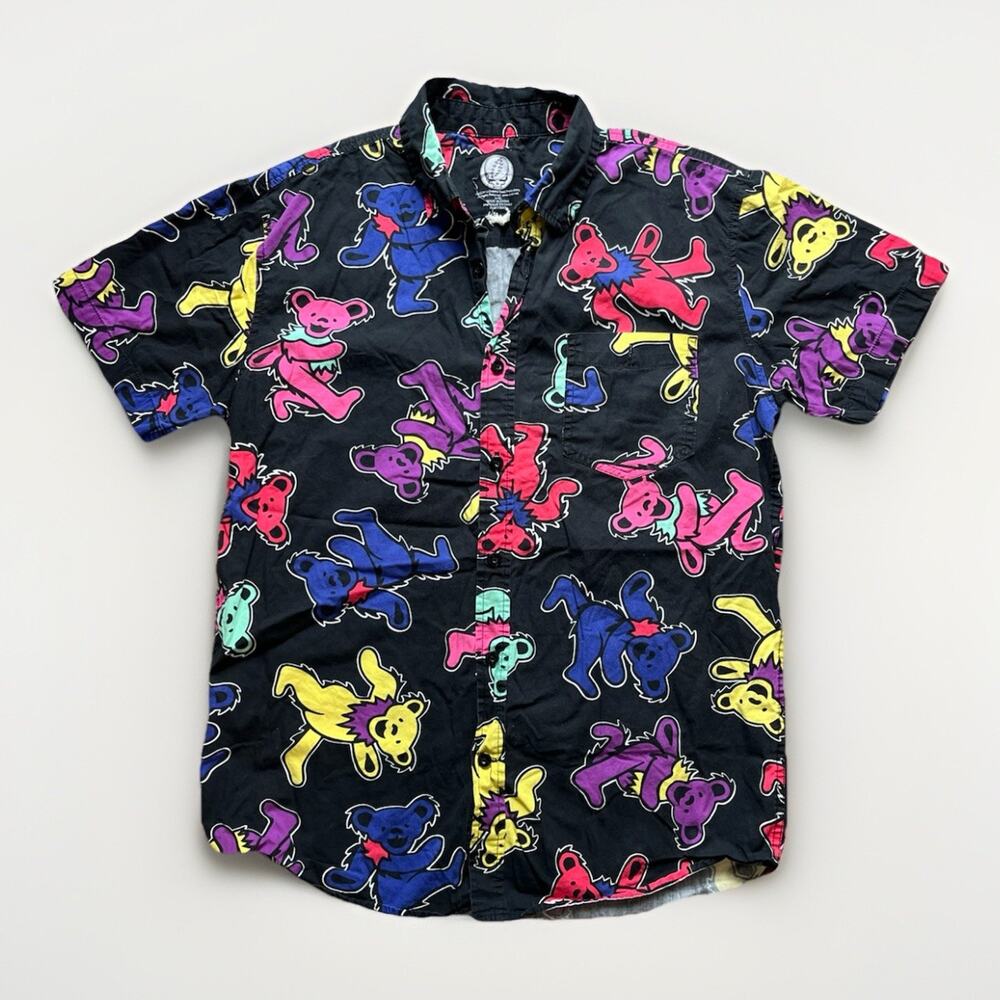 Grateful Dead Dancing Bears Shirt All Over Print Button Front Men's M - Picture 1 of 6